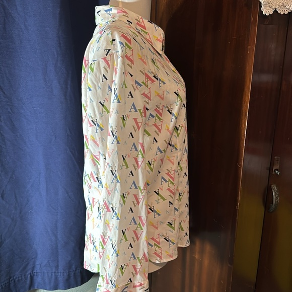 A-line retro printed button down blouse - Picture 4 of 5